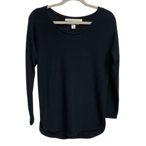 Max Studio 100% Extra Fine Merino Wool Black Tunic Sweater Top Women’s Sz S